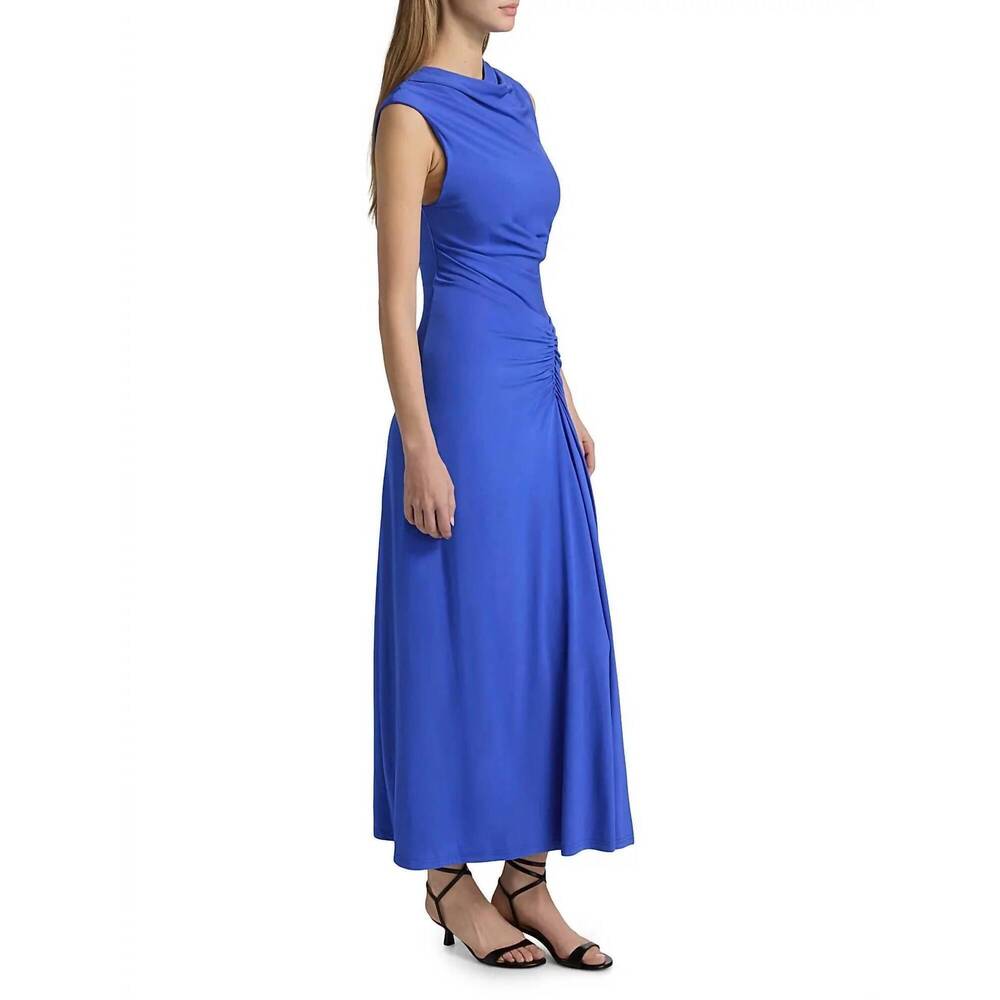 NEW SIMKHAI women's acacia draped jersey dress in royal - Picture 3 of 4